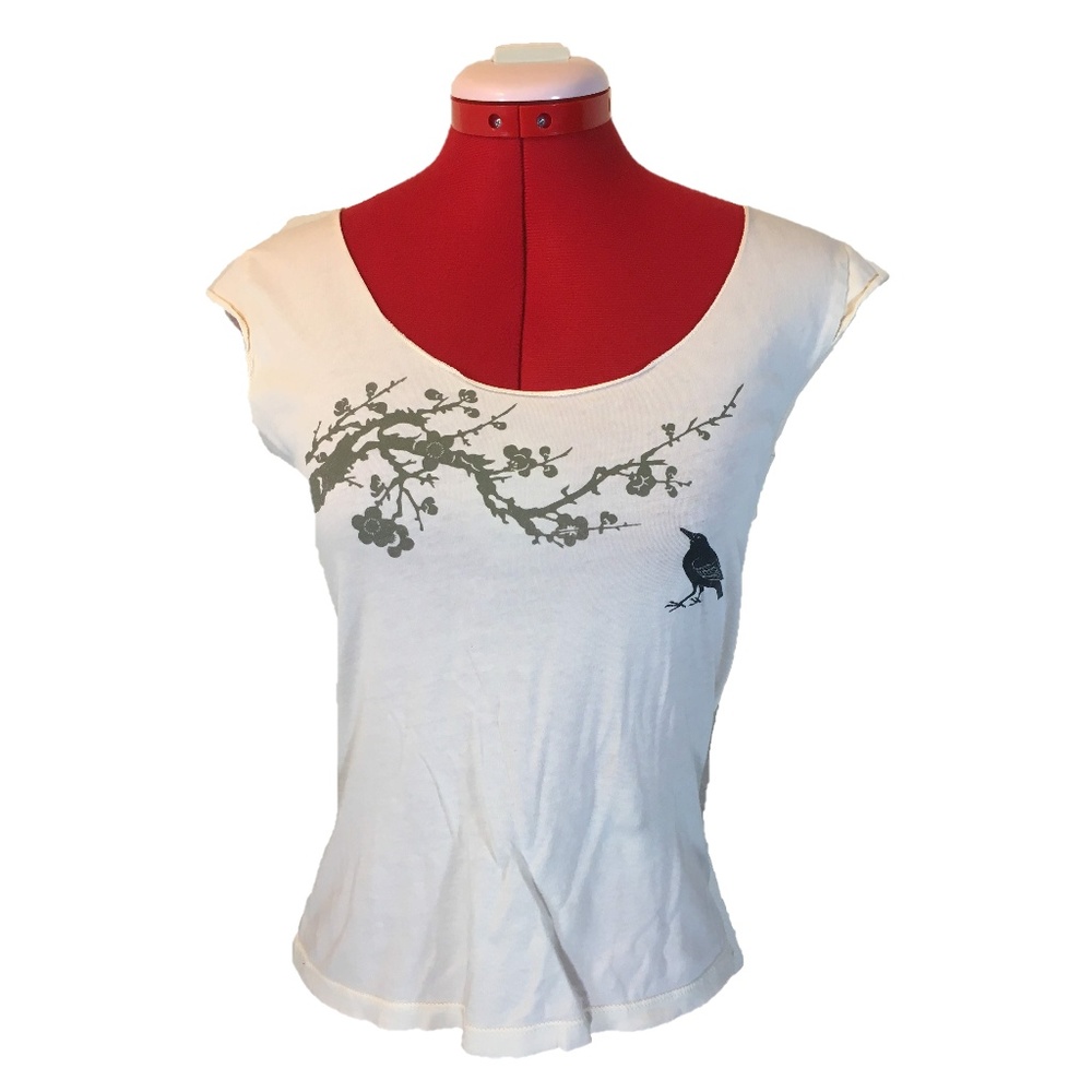 Supermaggie Bird and Branch Raw Edge T-shirt, Sz S